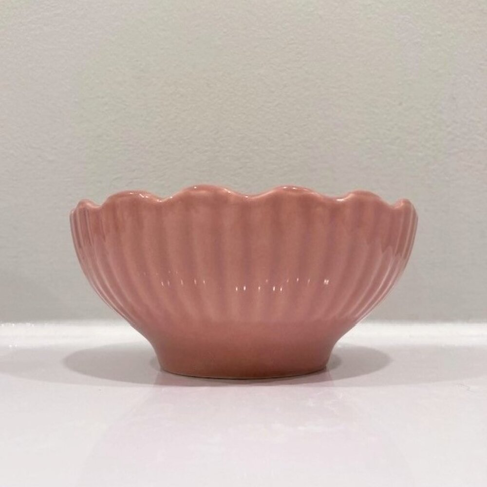 Ceramic Pink Scalloped Bowl